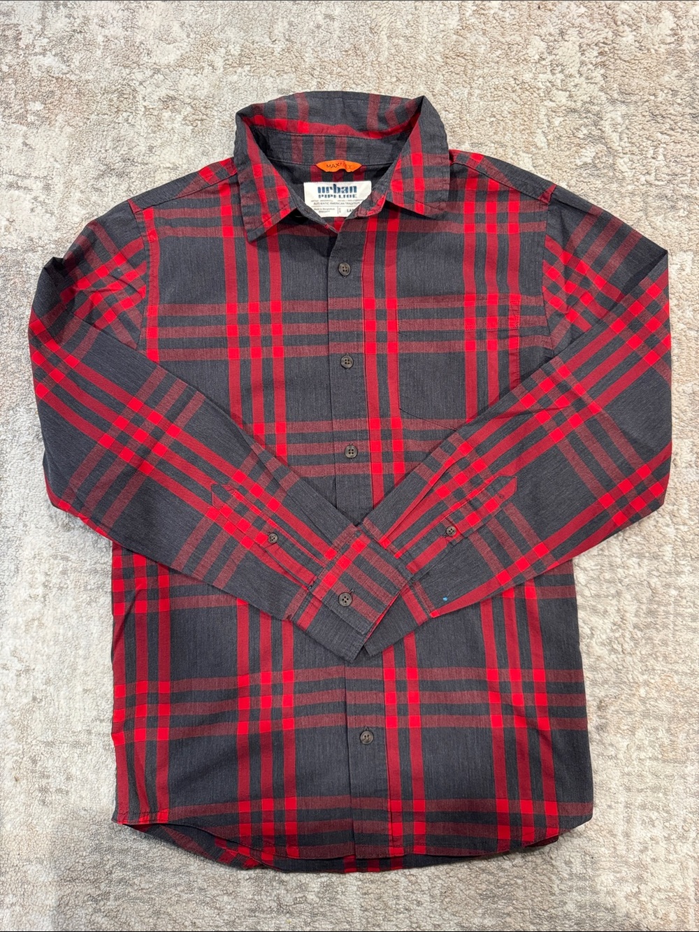 urban pipeline Red and Black Plaid Button-Down Shirt